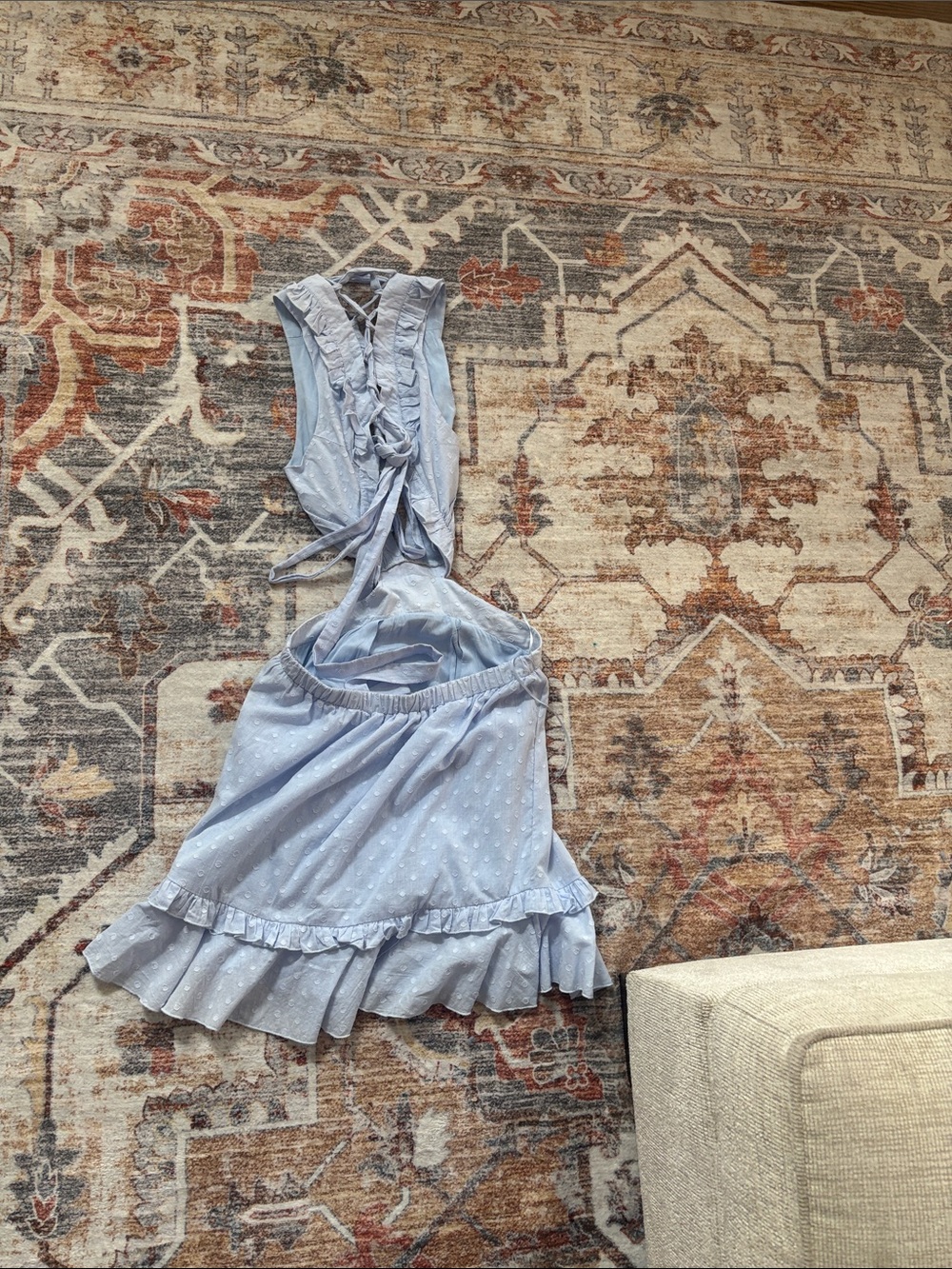 Mable Light Blue Ruffle Halter High-Low Dress - Picture 4 of 4